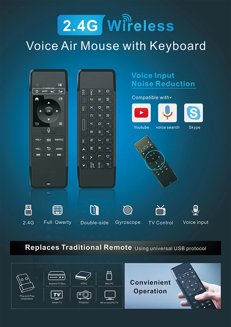 Voice remote with keyboard