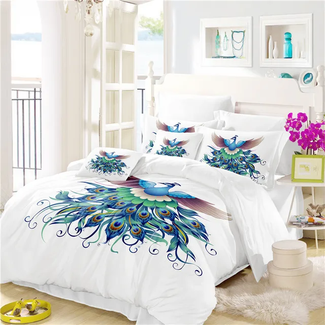 Bed Sheets Cotton the Peacock Display feathers Bedding Set Comforter Bedding Sets Drop Shipping
