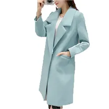 Весна, новинка, осень, зима, женское однотонное пальто с большими лацканами, имитированное кашемировое шерстяное пальто, верхняя одежда, Свободное длинное пальто AE1722