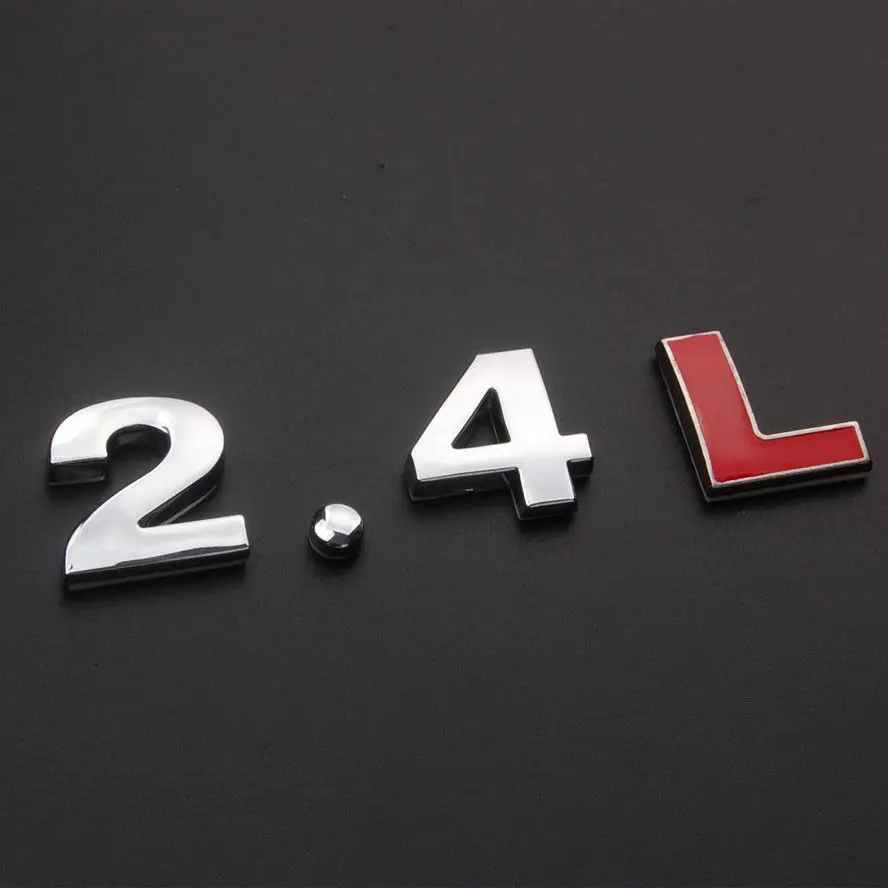 

Chrome 3D Metal 2.4L Emblem Badge Decal Sticker Turbo Engine Rear Trunk Fit For Toyota Honda Camry LEXUS ES240 Buick Mitsubishi