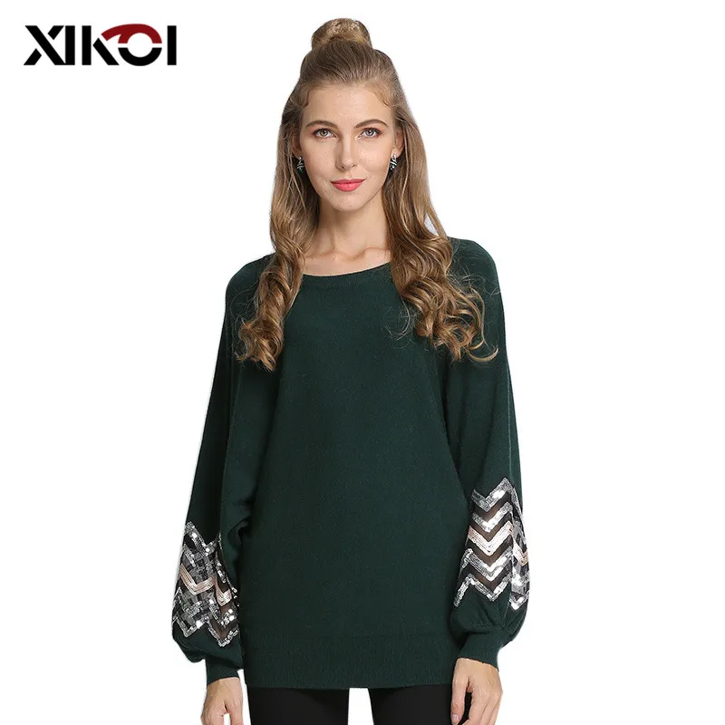 XIKOI Autumn Winter 2018 Women Sweaters And Pullovers Sexy Lantern Sleeve Knitted Sweater Pullover Female Loose Women jumpers