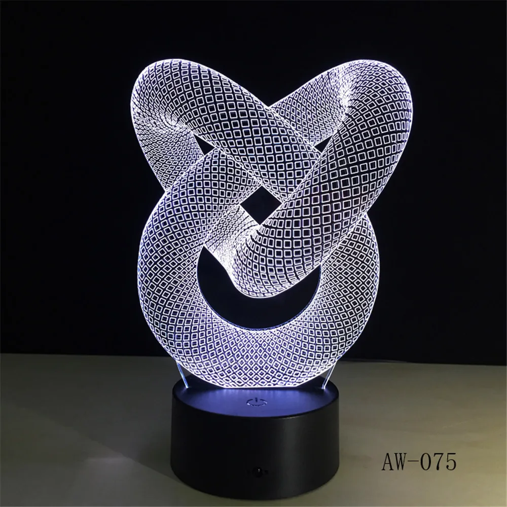 Абстрактная светодиодсветодиодный лампа Love Knot ночник с сенсорным управлением и