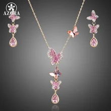 AZORA Encantadora Mariposa de Color Oro Stellux Cristal Austriaco Collar y Pendientes Establecidas Joyería TG0057