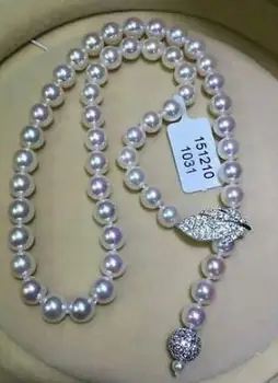 

Jewelry single strand 9-10mm south sea round white pearl necklace 24"silver