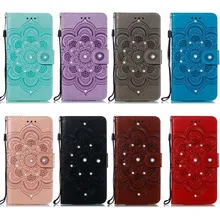 Jewelled PU Leather Case For OnePlus One Plus 7 Pro Flower Pattern Leather + Soft TPU Stand Cash Slot Case Cover Skin