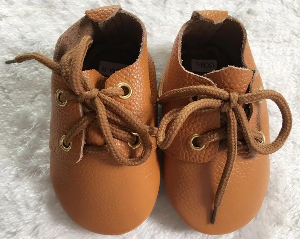 

Retail New 37colors stylish Genuine Leather Baby Moccasins Shoes brown solid lace up Baby Shoes Newborn prewalkers Infant Shoes