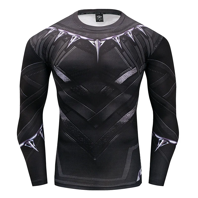 

Man Fitness Wear Black Panther T'Challa Cosplay Black Top Quick Drying T-Shirt Prince Of Wakanda Cos Halloween Cosplay Set