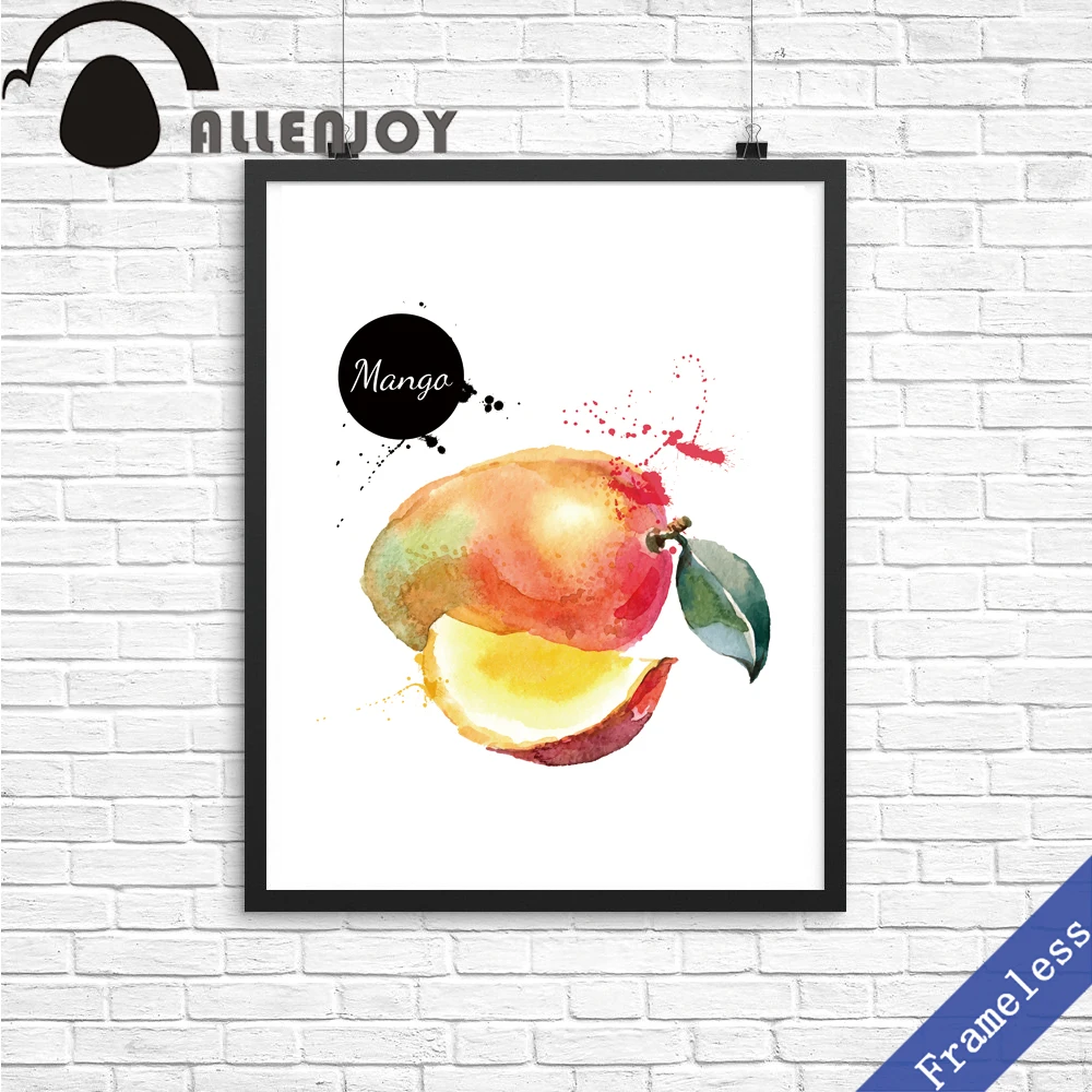 

Unframed Canvas print Hand Painted watercolor Fruit Mango poster picture wall art Oil painting decoration home decor living room