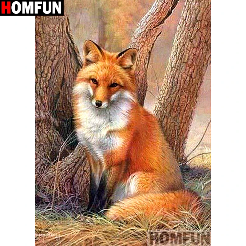 Алмазная живопись HOMFUN A13942 алмазная вышивка животное лиса полная выкладка