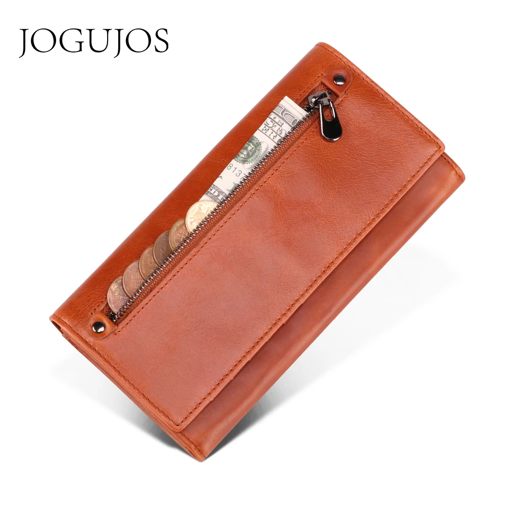 

JOGUJOS Brand Genuine Leather Women Clutch Wallet Multifunction Coin Purse For Phone Bag Hasp Card Holder Rfid Wallet Handy
