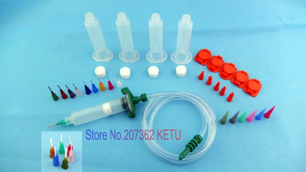  Air Syringe SMT SMD PCB Solder Paste Adhesive Glue Liquid Dispenser Kit(Syringe barrels Adapter dis