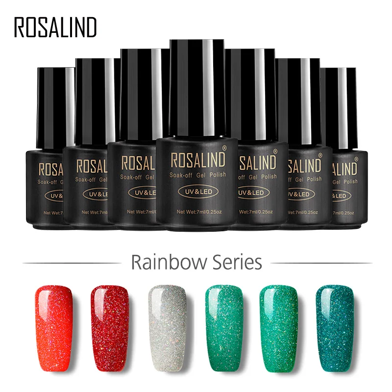 

ROSALIND Gel 1S 7ML Rainbow Shimmer R01-29 Gel Nail Polish Nail Extension Design Nail Art UV LED Gel Varnish Soak Off Manicure