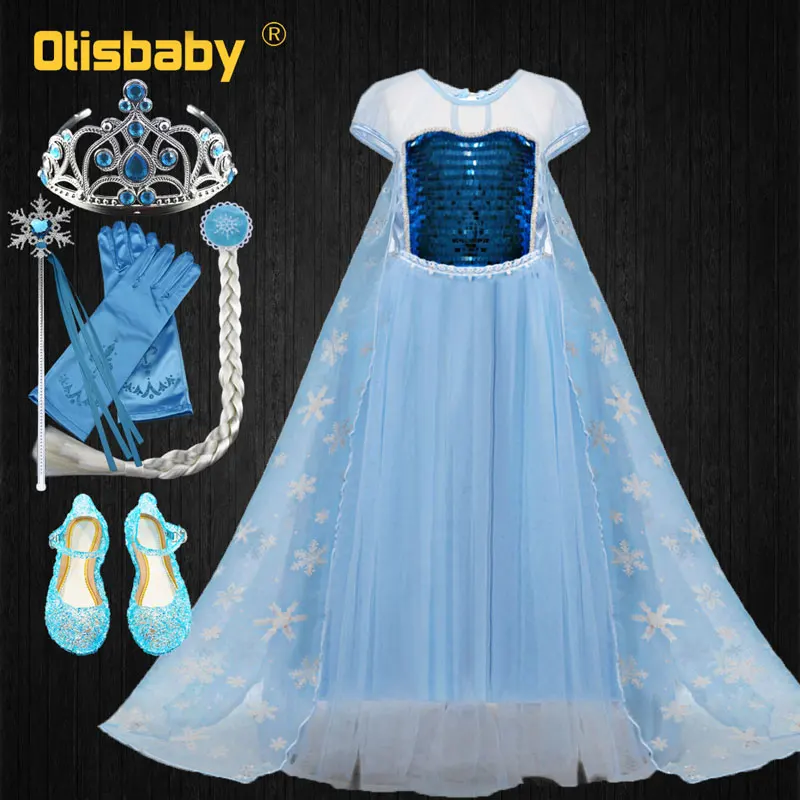 

Baby Girls Tulle Elsa Dress 2018 Summer Short Sleeve Snowflake Sequins Princess Dress Children Long Graduation Prom Dresses
