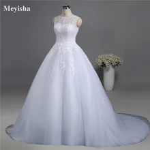 ZJ9036-S кружева белого цвета слоновой кости свадебное платья для невесты платье Винтаж Большие размеры Макси клиент сделал с большой поезд Размер 2-28 W