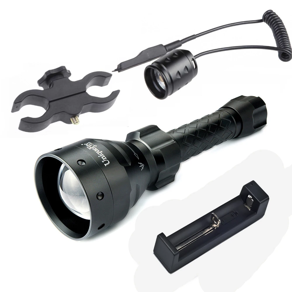 

UniqueFire Infrared Flashlight UF-1405 T67 IR 940nm Led Zoomable Torch Flashlight 3 Modes +Pressure Switch+Scope Mount+Charger