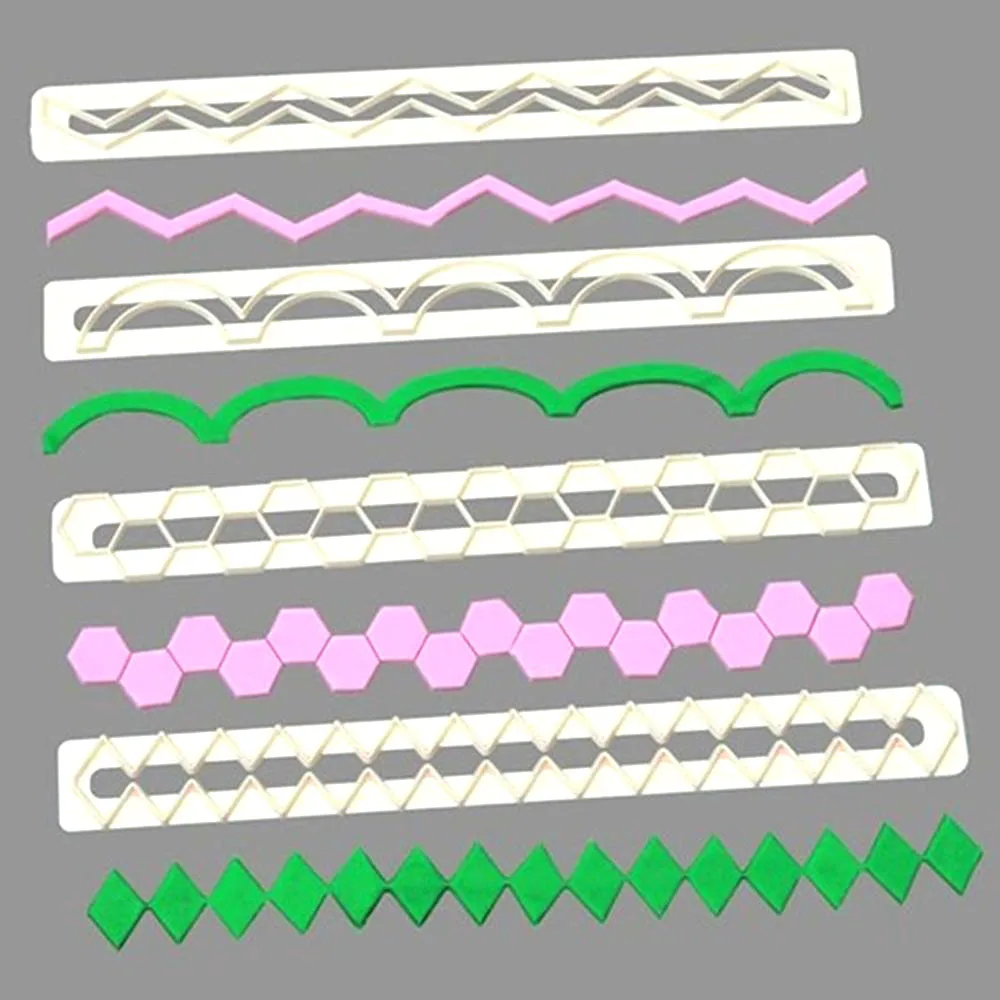 

4pcs/set Geometry Wave Sugarcraft Fondant Plastic Cake Cutter Mold Biscuits Embossed Molds Cake Decorating Tool sugarcraft Mould