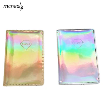 

PU Laser flash Leather Passport Cover Fashion Girls Credit Card holder Wallets Women Paillette Travel Passport Holder Golden
