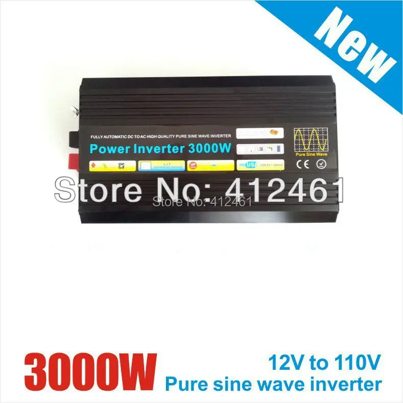 

12/24VDC to 110/220VAC 3kW 6kW Pure Sinewave Off Grid Solar and Wind Power Inverter 3000W with CE RoHS FCC Certificates