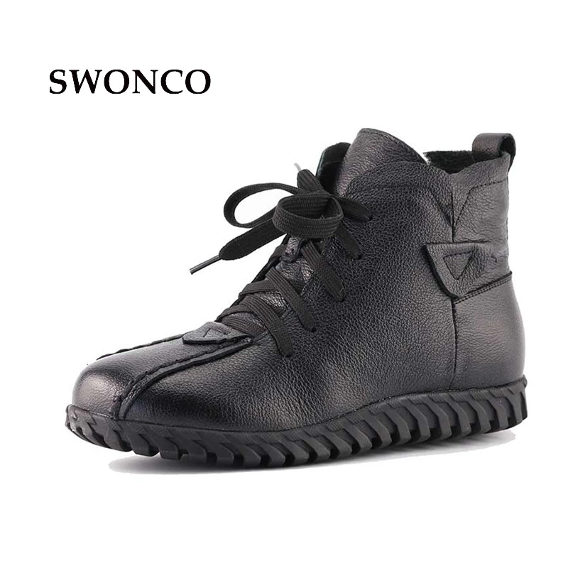 SWONOCO Natrual/замшевые кожаные ботинки; женская зимняя обувь; женские кроссовки на платформе; коллекция года; зимние ботинки; женские зимние ботильоны