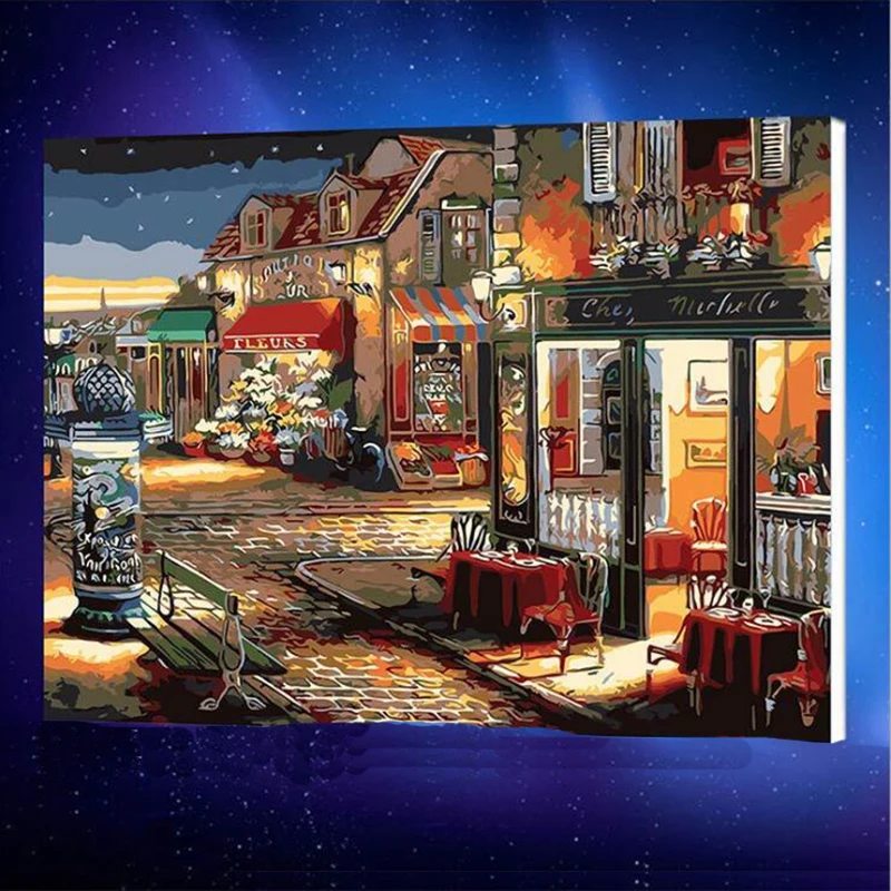 50x65cm Street landscape canvas paintings with frame home decoration