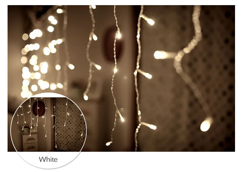 [DBF] 4*0,6 м 96 светодиодный Светодиодный Сказочный свет шнура Водонепроницаемый 220 V праздничное длина свисания Шторы Сосулька Светодиодный свет шнура для рождественской вечеринки на открытом воздухе - Испускаемый цвет: White
