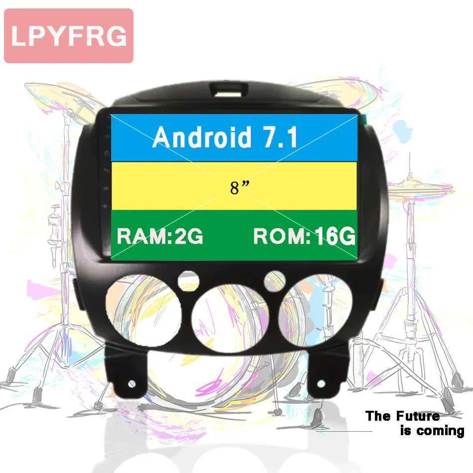 Sale 2Din Steering Wheel Android 7.1 Fit Mazda Car DVD Player 8core GPS Navigation Touch screen Usb Car PC CD Auto Video audio System 1