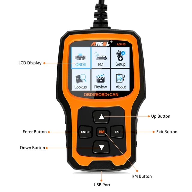 Ancel AD410 OBD2 Scanner Car Diagnostic Tool Check Engine Fault Code Reader Erase Error Multi Languages Automotive Scanner Tools 5