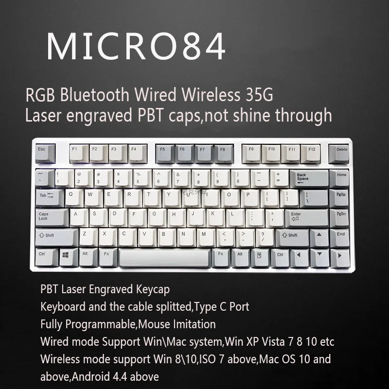 RGB сливы 66 75 84 87 108 Bluetooth 4,0 USB двойной режим 35g Realforce структура емкостная клавиатура
