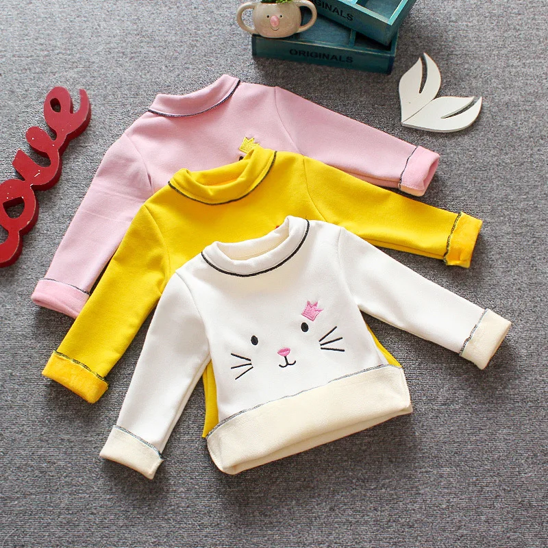 

Girls fashion sweater spring autumn kids cotton cartoon tops for baby girls children casual thick velvet sweater clothes outfit