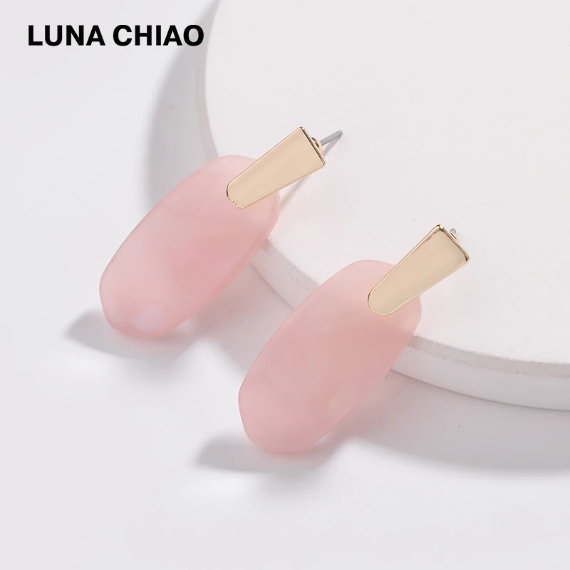 LUNA CHIAO 2019 Spring New Arrival Bijoux Accessory Geometric Metal Resin Acrylic Board Shell Fashion Drop Earrings for Women