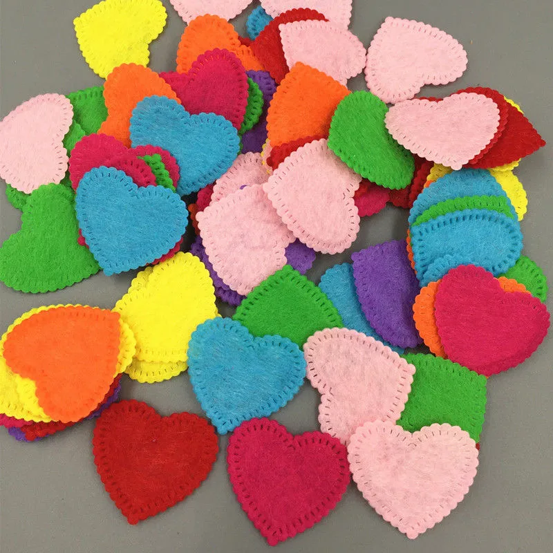 

DIY 200PCS Mixed Colors Heart-shaped Die Cut Felt Circle Cardmaking decoration 26mm