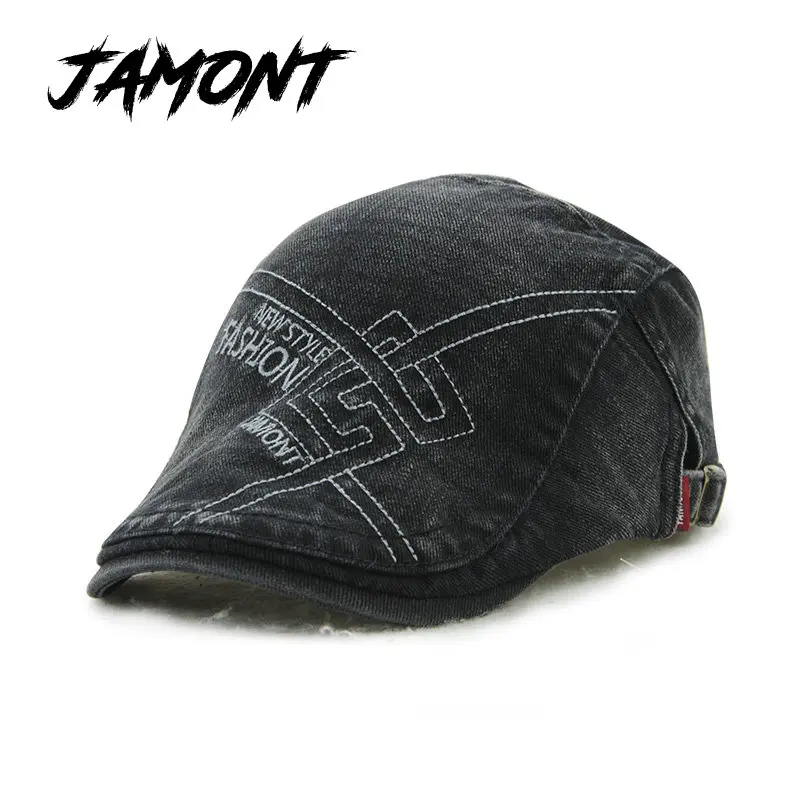 [JAMONT] Unisex Cotton French Berets Hat For Men Women Leisure Buckle Beret Painter Hat Peaked
