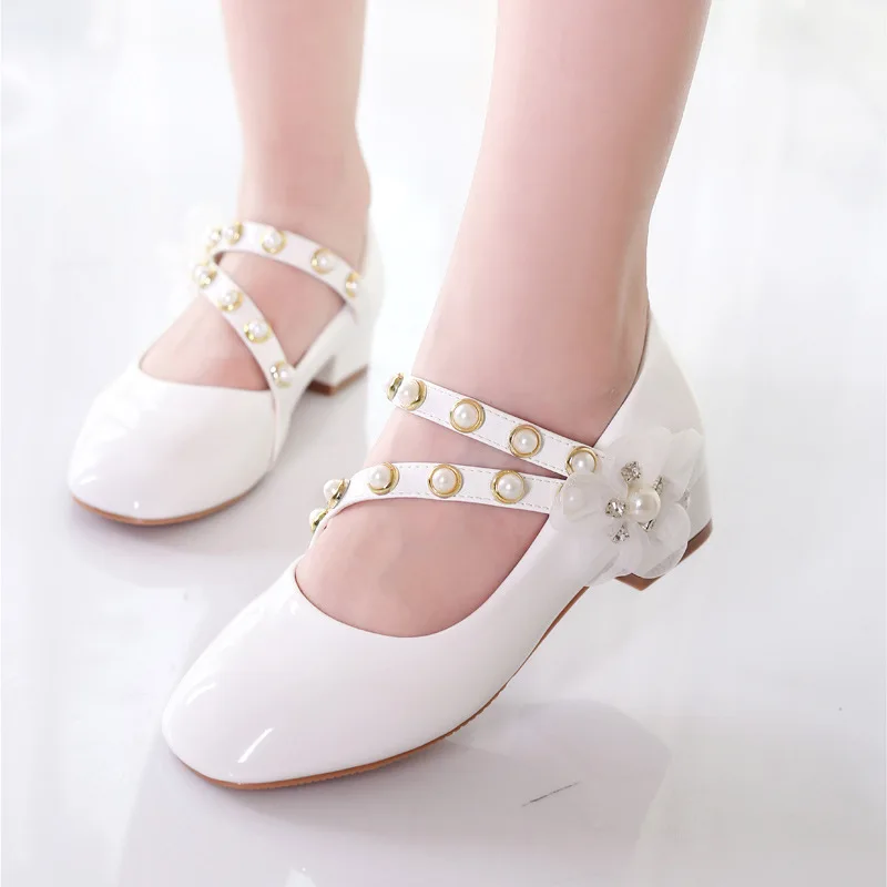 

Children's shoes Spring and Autumn of the girl's little high heels princess shoes 100 flowers student shoes wholesale