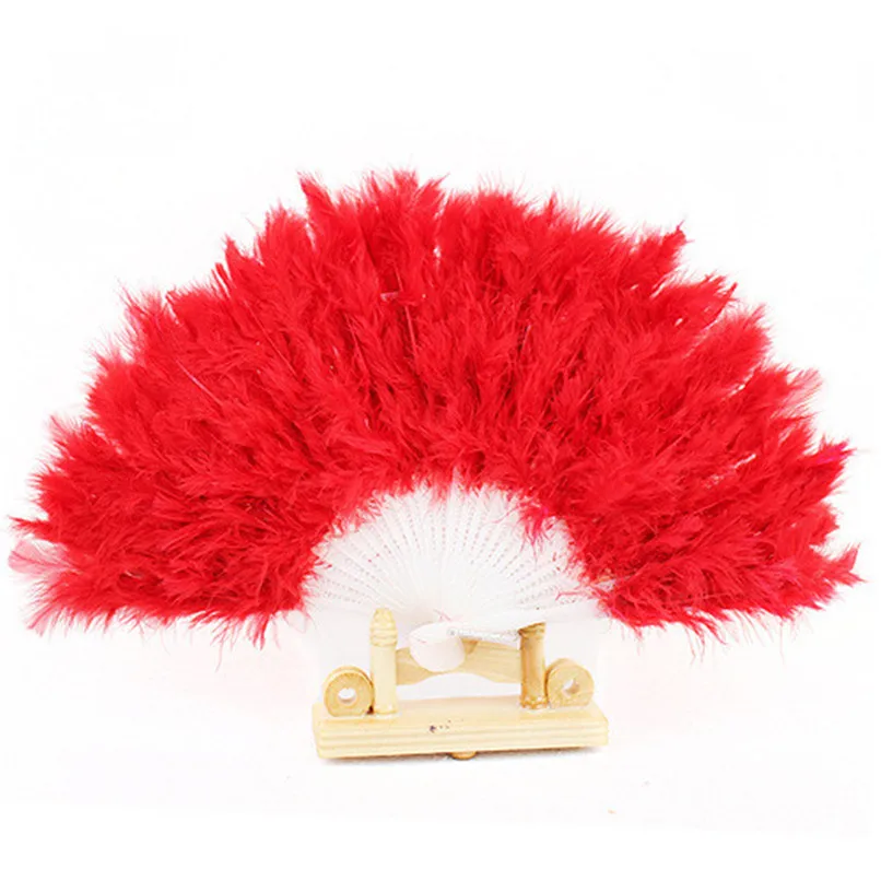 

1PC Hand Fans Feathers Nice Hand Held Goose Feather Folding Fan Wedding Favors and Gifts Dance Props ventilador de mano D31