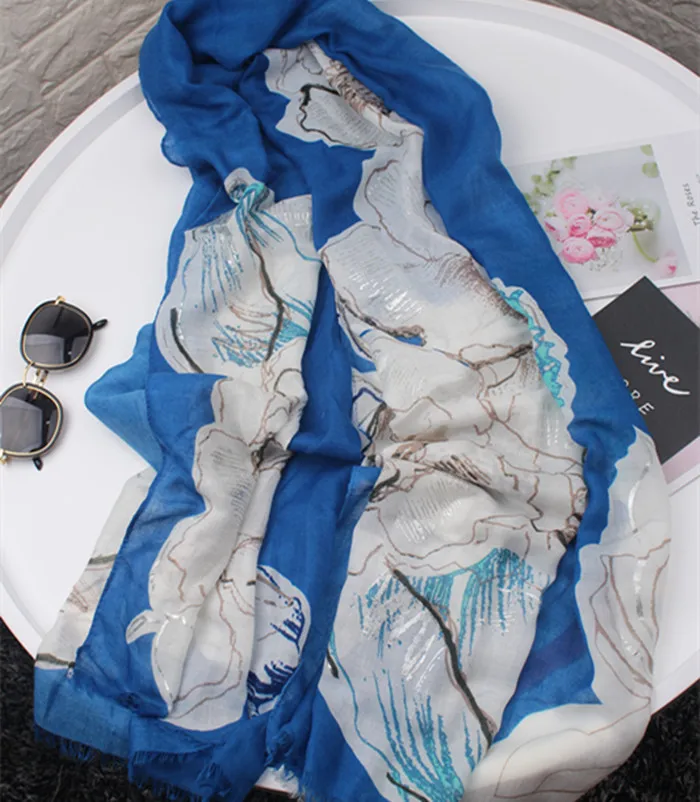 KYQIAO foulard femme casaco feminino женский синий хиджаб шарф женский осенне-весенний японский стиль короткий платок шаль с принтом