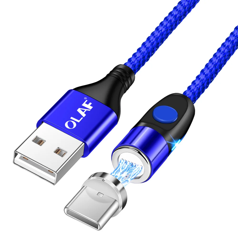 Магнитный кабель Олаф 1 м 2 м 3 А, кабель для быстрой зарядки micro usb type c для быстрой зарядки iPhone 3,0, магнитный кабель USB c type-C