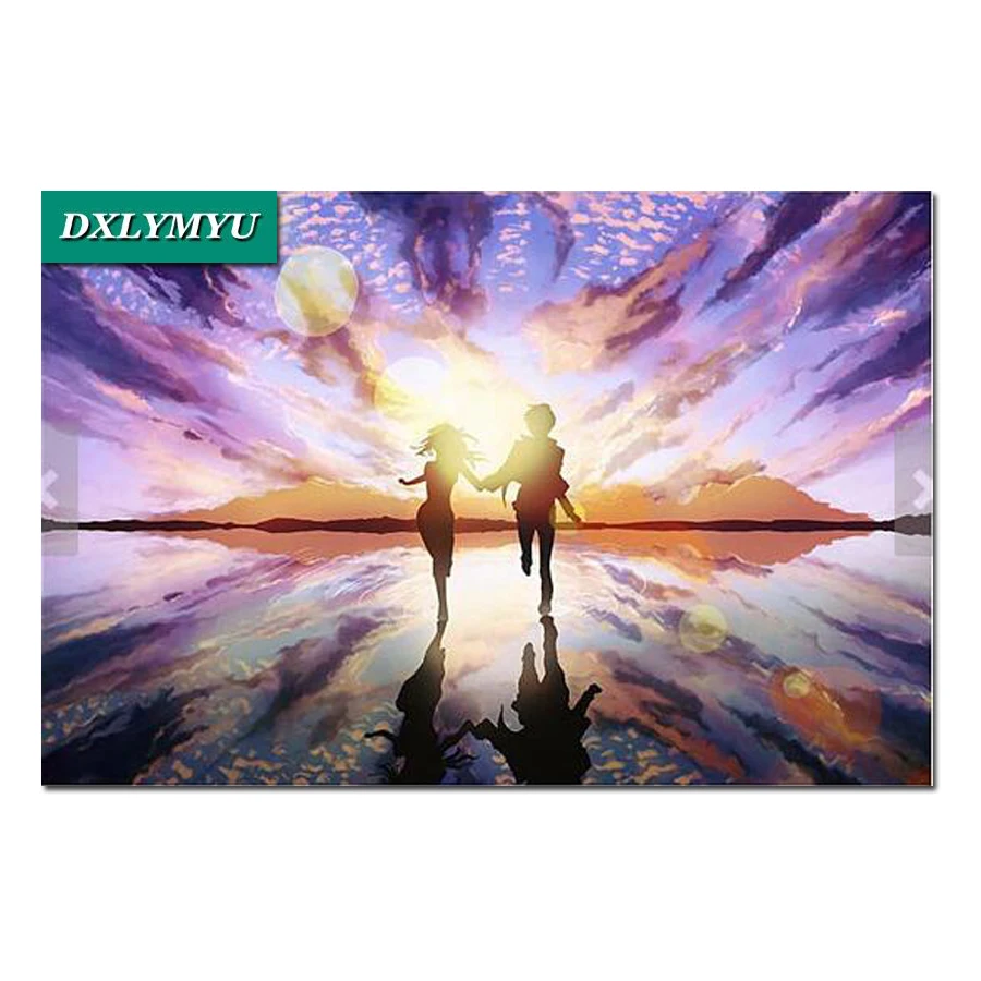 

Full square diamond 5D DIY diamond embroidery Running couple diamond painting Cross Stitch Mosaic Rhinestone