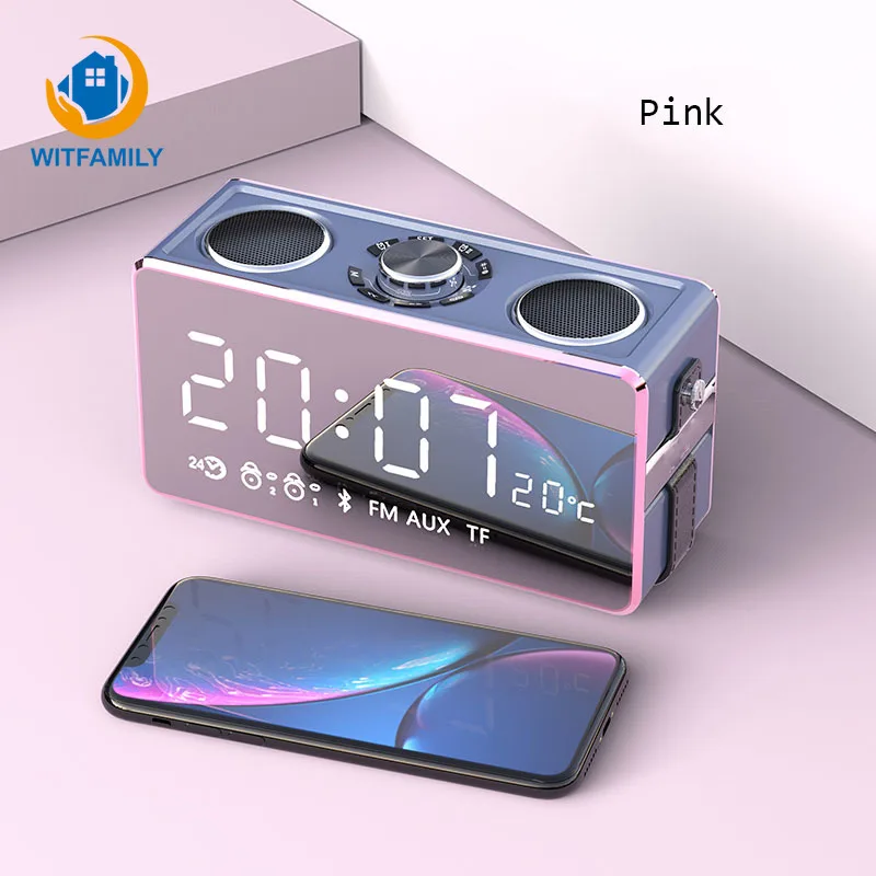 

Wireless Bluetooth Alarm Clock FM Radio LED Digital Clock Snooze Electronic Watch Support TF Card AUX Subwoofer Music Player