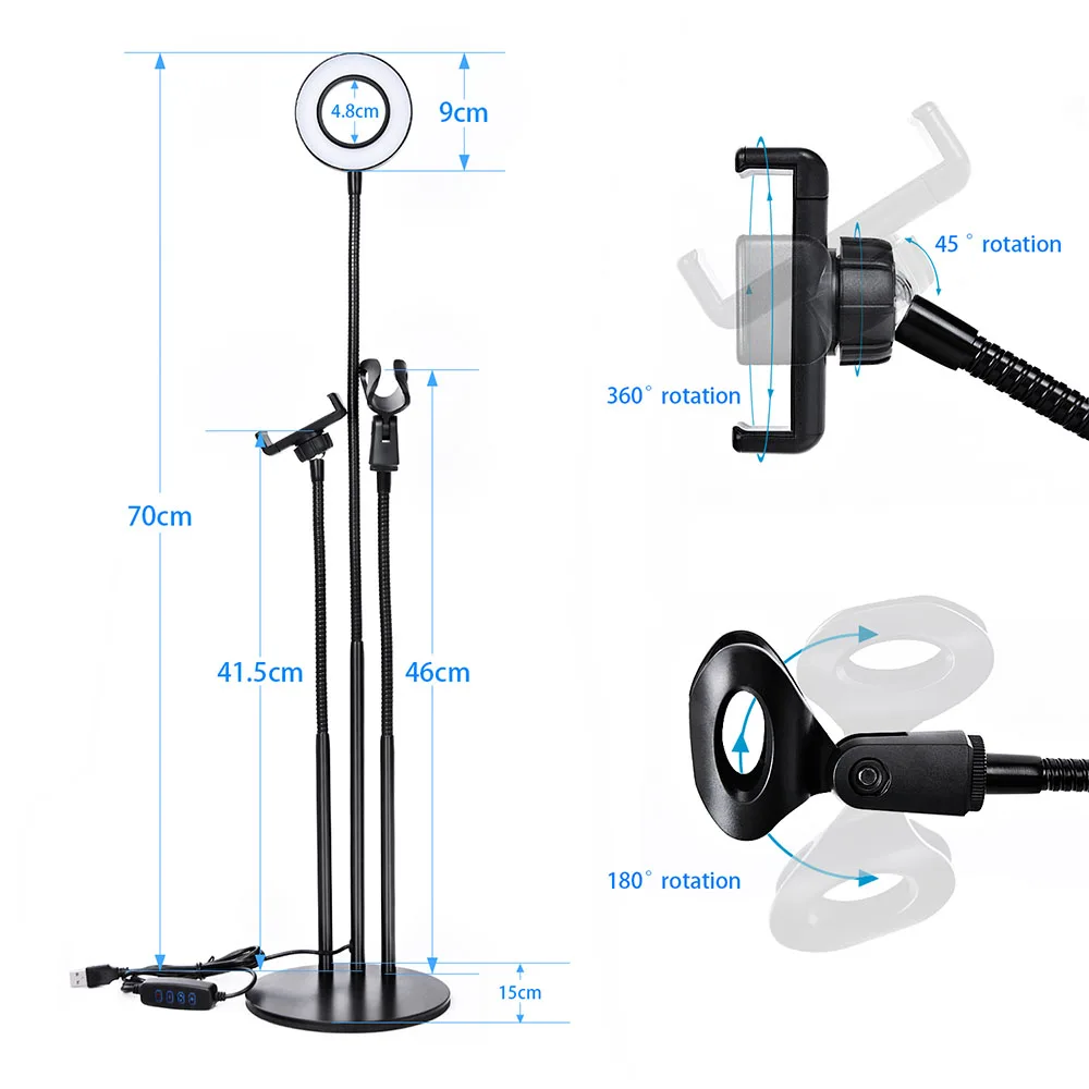  Fusitu Selfie Ring Light with Cell Phone Holder Microphone holder for Live Stream Makeup LED Ring L - 32914538803
