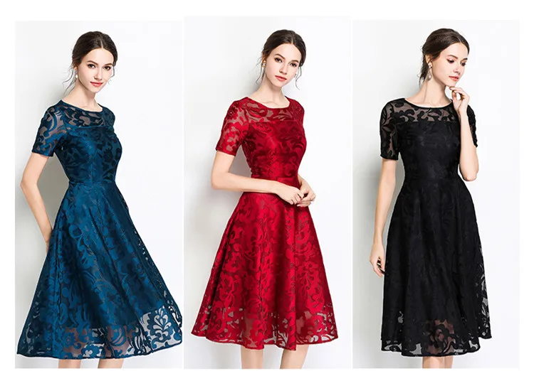 Элегантное женское летнее черное кружевное платье Robe Femme Ete Vestido размера плюс платья для женщин 5xl синее пляжное вечернее платье K8999