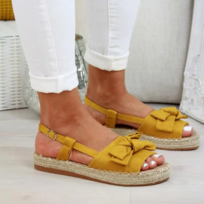 Woman Bowknot Elegant Platform Sandals Slip On Slingback Flat Stylish Sandals Open Toe Thick Heel Shoes Women Summer Sandals