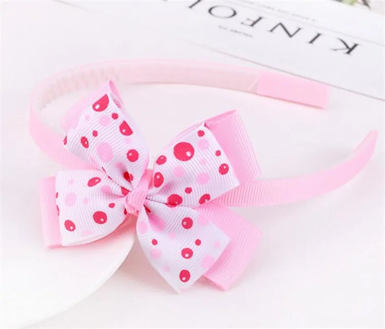 Девушки Дети Multil Цвета бантом Hairbands горошек с цветочным принтом лента повязка на
