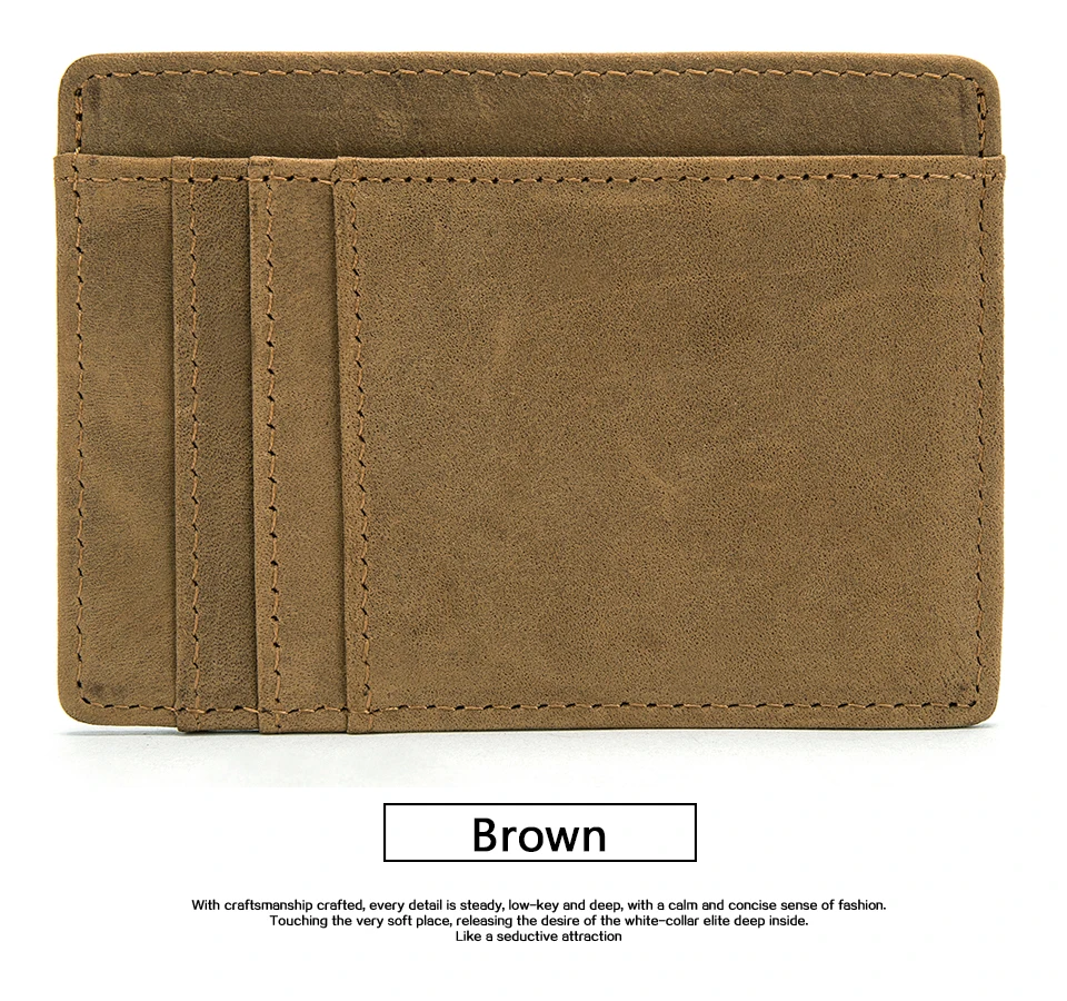Card Holder Leather Genuine for Money Bag Mini Business Credit Card Holder Wallet Men Coin Purse Simple Cards Case 19