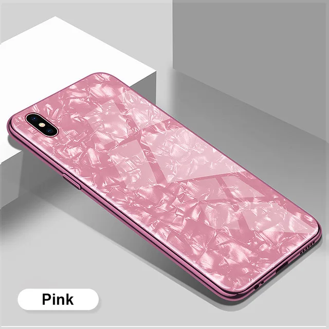 Pink Роскошный блестящий чехол из закаленного стекла для iphone 11 pro max, силиконовый чехол для iphone 7, 8, 6, 6s plus, 10, чехол, fundas - Цвет: Pink