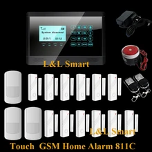 Интерком Беспроводной Домашней Безопасности GSM Сигнализация 850/900/1800/1900 МГЦ с Сенсорным ЖК-Панели