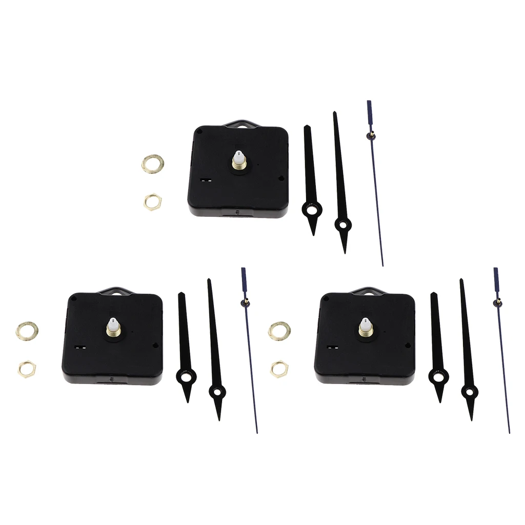 3 Pcs Long Pointers Quartz Wall Clock Movement Mechanisms with Hands Battery Powered Clock Kit for DIY Clock Replacement