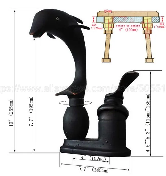 Oil Rubbed Bronze Single Handle Swivel Bathroom Kitchen Sink Faucet Mixer Tap 2 Hole Hot and Cold Water znf032