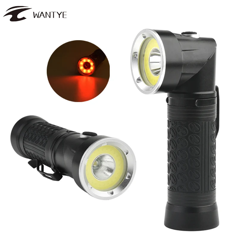 Powerful LED Flashlight 18650 T6+COB 6000LM 90 Degree Fold Multifunction Torch Light For Hunting Camping Search Lantern Lamp