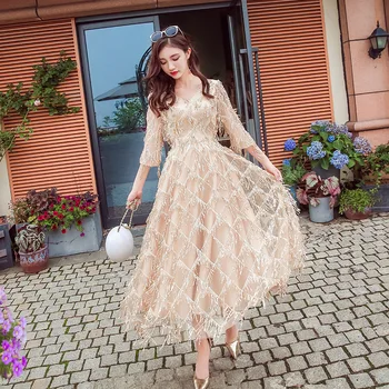

Champagne Sequin Oriental Style Banquet Dresses Chinese Vintage Wedding Cheongsam Elegant Short Evening Party GownsSize XS - XXL