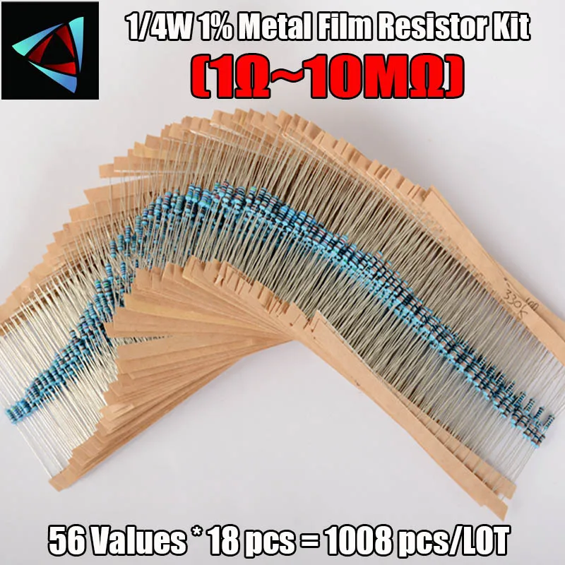 

New! 1008Pcs 56 Values 1/4W Metal Film Resistors 1-10M ohm Electronic Component Set resistance value that you need